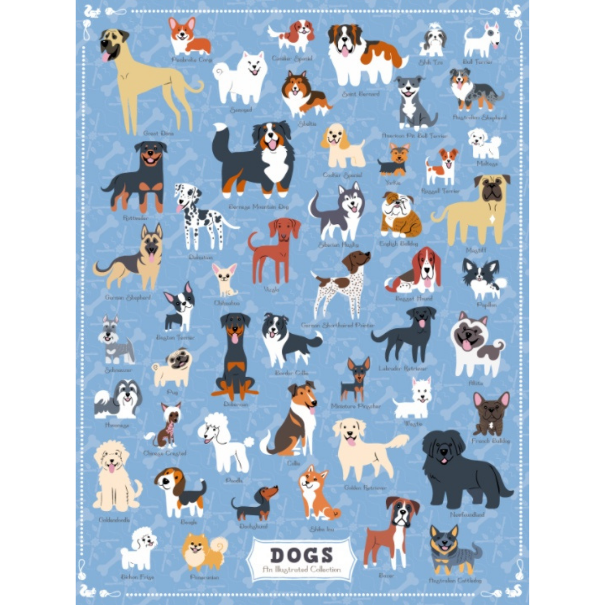 Illustrated Dogs Puzzle, 500 pieces