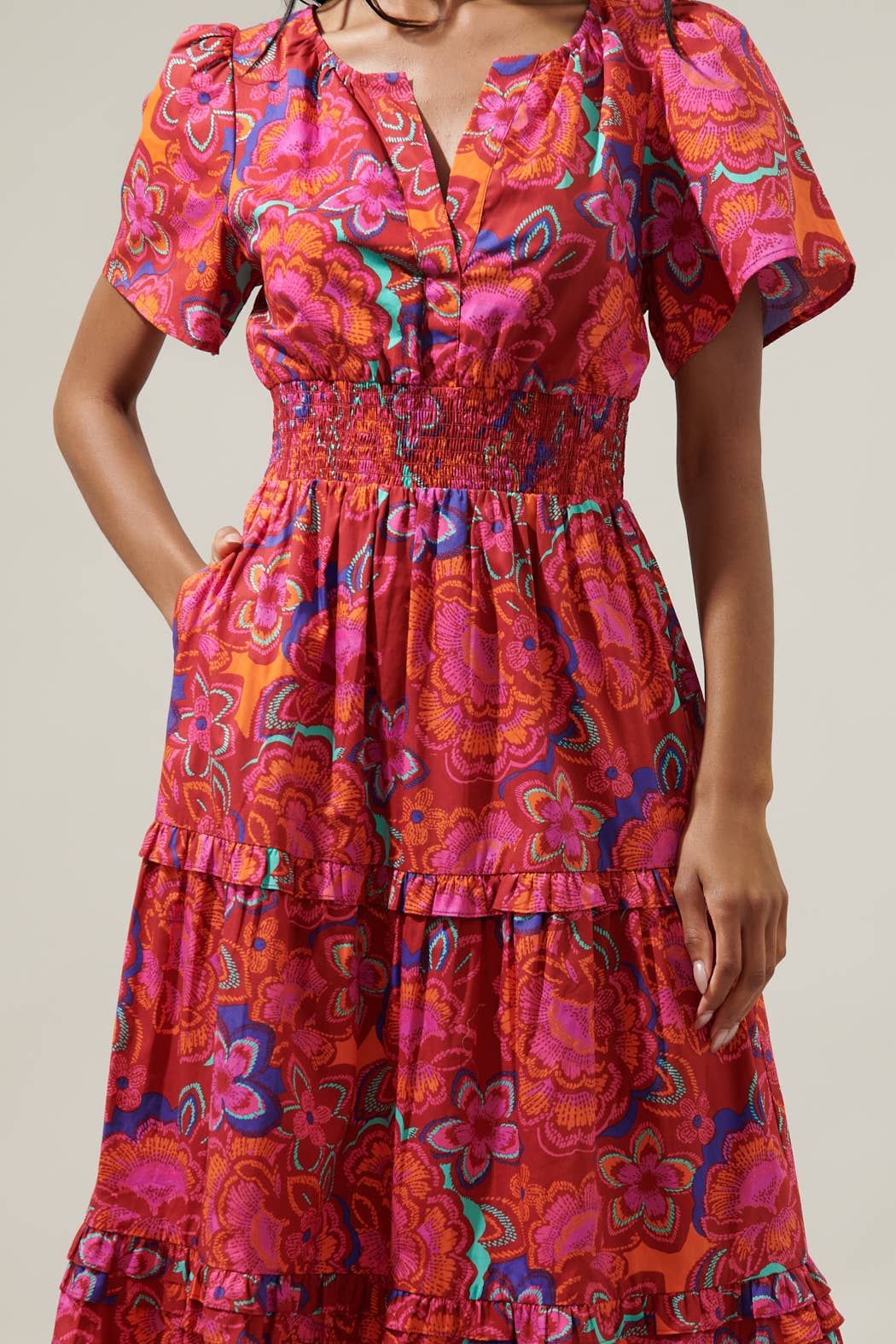 Floral Tiered Maxi Dress - Bright Print Mary Hawthorne Interiors Floral Tiered Maxi Dress - Bright Print Mary Hawthorne Interiors