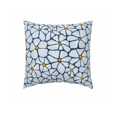 dorm pillow. pillow sham. flower pillow. bedding. decorative pillow. navy and gold and white and blue. 