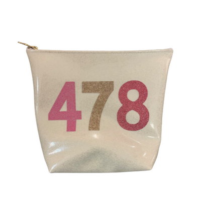 makeup bag/ pink and gold makeup bag/ gold/ pink/ 478 area code/ area code makeup bags/ macon makeup bags