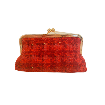 red wool crossbody gold chain bag red designer fabric christmas clutch 